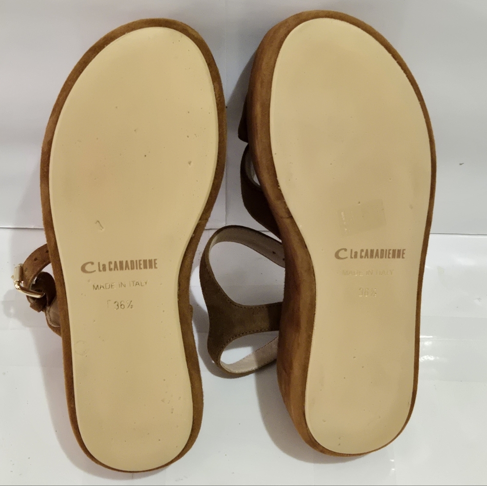 La Canadienne Kinsley Woman's Platform Sandals‎ Chestnut Brown Suede - Picture 7 of 8